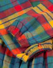 Frugi Ruffle Check Smock Dress, Multi (MULTI), large
