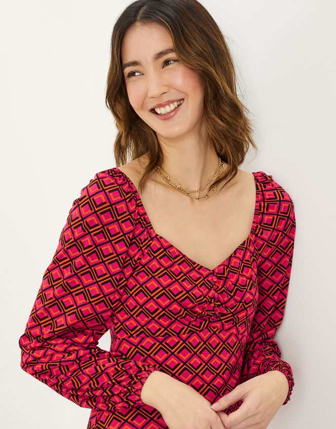 Geometric Print Jersey Dress, Multi (MULTI), large