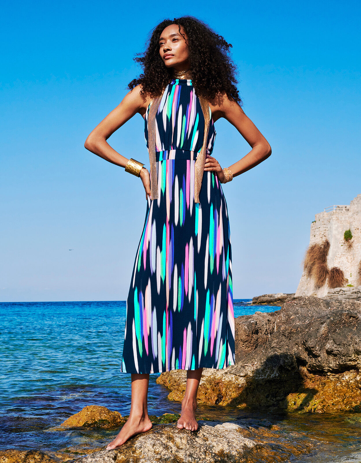 Monsoon striped sale maxi dress