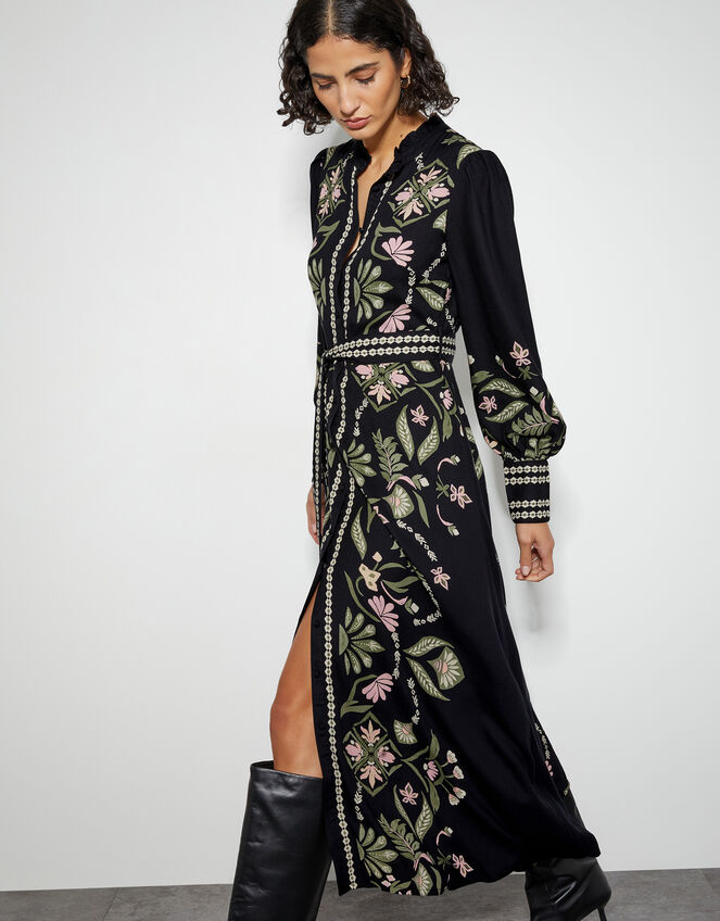 Sabrina Floral Print Maxi Dress, Black (BLACK), large