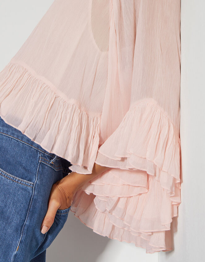 Renee Crinkle Ruffle Top, Pink (BLUSH), large