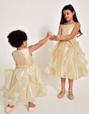 Baby 2-in-1 Detachable Ruffle Skirt Dress, Gold (GOLD), large