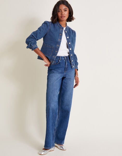 Louisa Frill Denim Jacket, Blue (DENIM BLUE), large