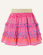 Rainbow Spot Frill Skirt, Pink (BRIGHT PINK), large