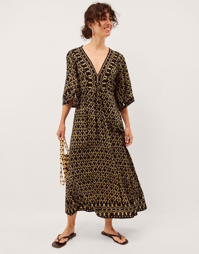 Arti Print Midi Kaftan, Black (BLACK), large