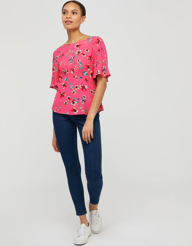 Maisy Floral Top in LENZING™ ECOVERO™, Pink (BLUSH), large