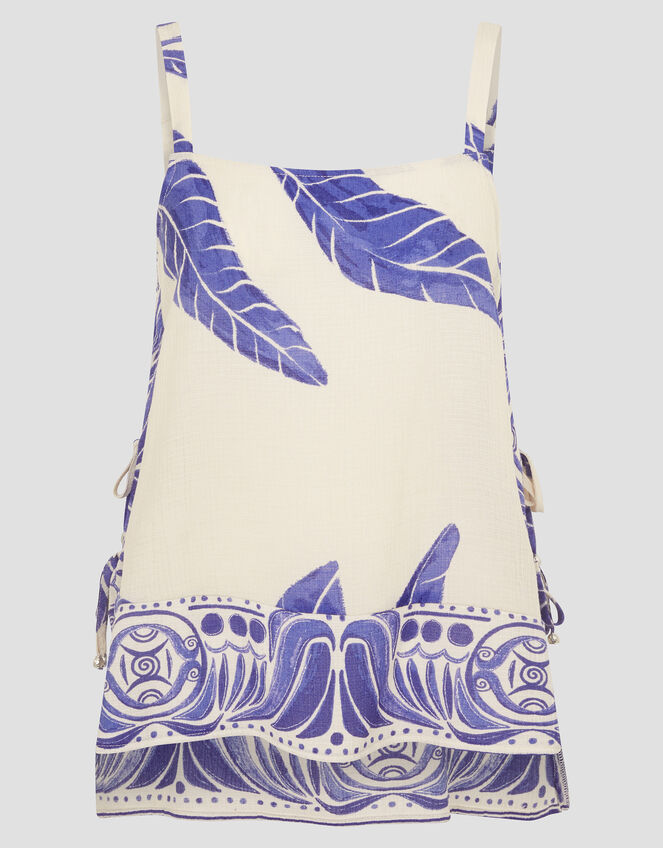 Dinah Leaf Print Cami Top, White (WHITE), large