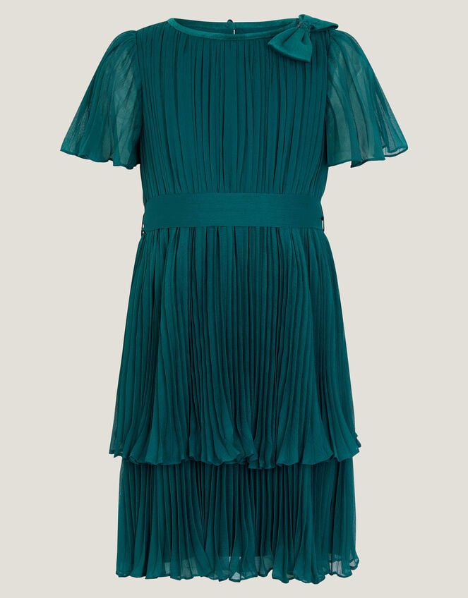 Alicia Pleated Tiered Dress, Teal (TEAL), large