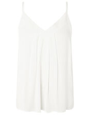 Pleated Trim Cami with Sustainable Viscose, Ivory (IVORY), large