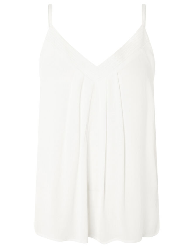 Pleated Trim Cami with Sustainable Viscose, Ivory (IVORY), large