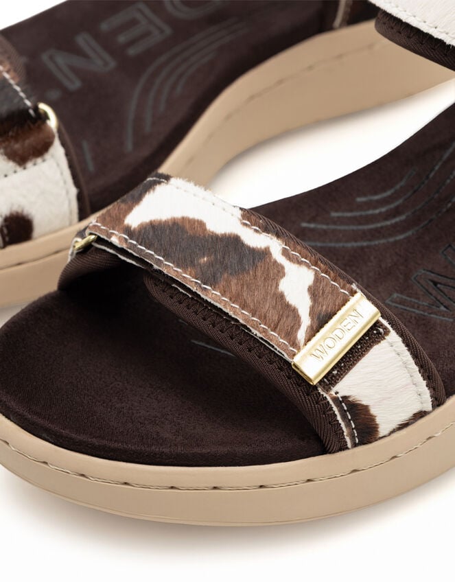 Woden Line Cow Print Sandals, Multi (MULTI), large