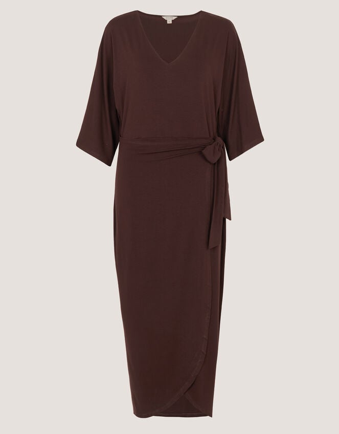 Callie Thorpe x Monsoon Jersey Midi Wrap Dress, Brown (BROWN), large