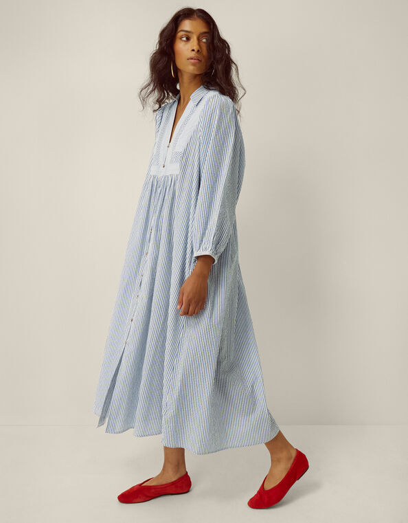 monsoon long sleeve dresses Gwen Appliqu Long Sleeve Midi Dress Blue