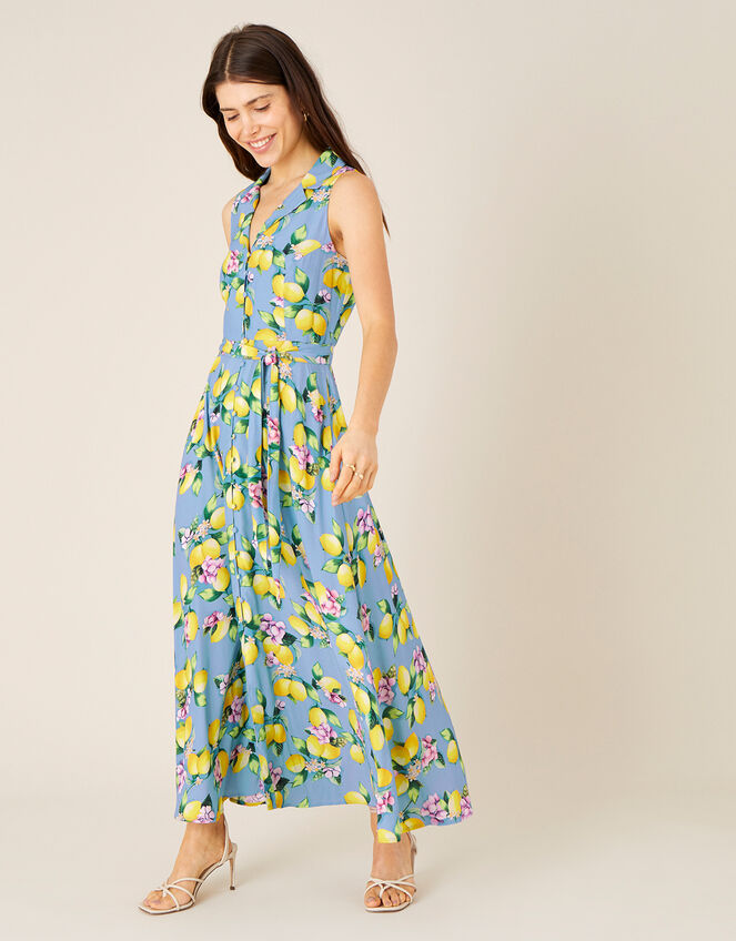 Libra Lemon Midi Dress, Blue (BLUE), large