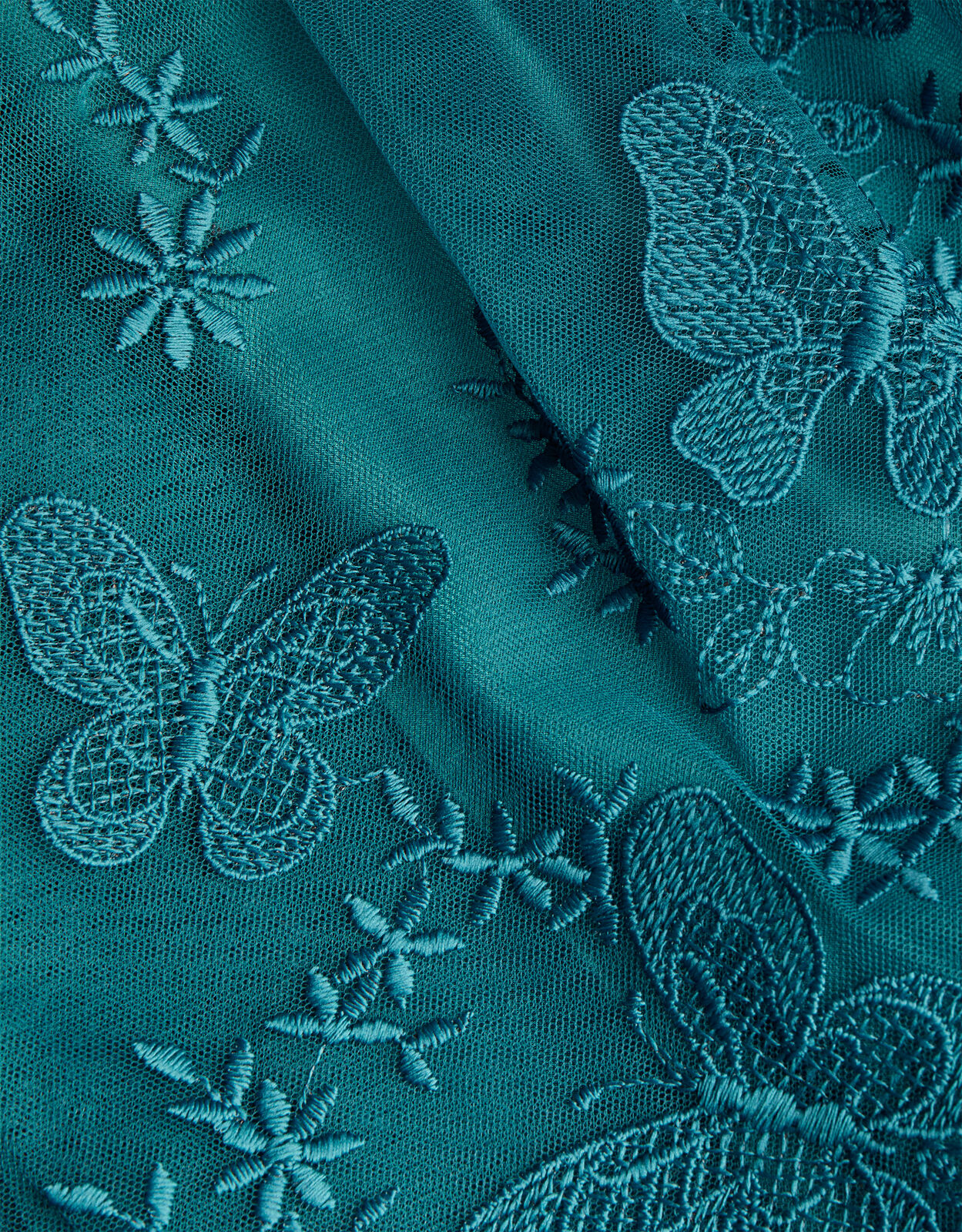 May Velvet Lace Butterfly Dress Teal