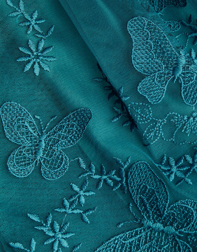 May Velvet Lace Butterfly Dress Teal