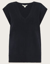 Zuri Zip Detail Knitted Vest, Black (BLACK), large