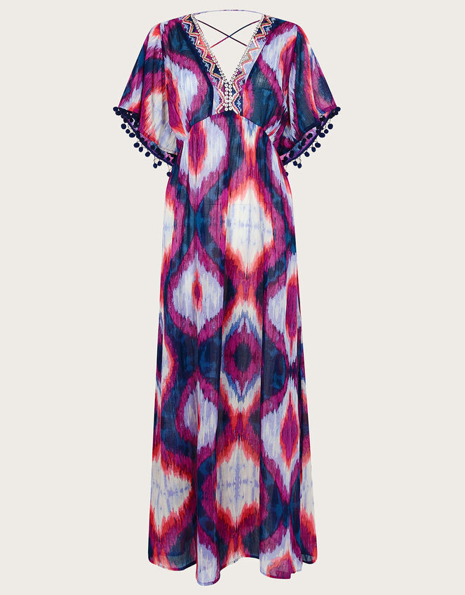 Premium Ikat Maxi Kaftan Dress, Purple (PURPLE), large