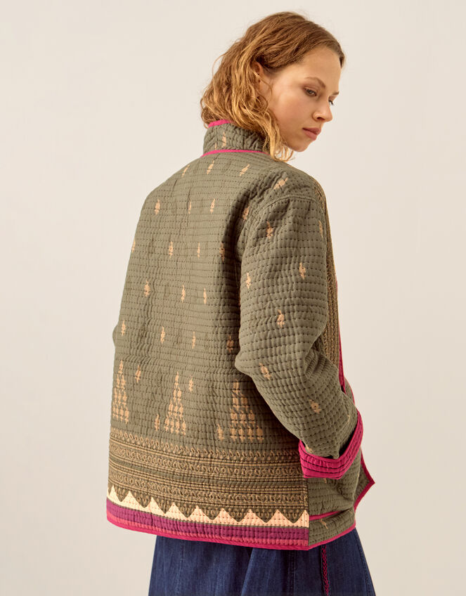 East Apate Quilted Kimono Jacket, Green (KHAKI), large