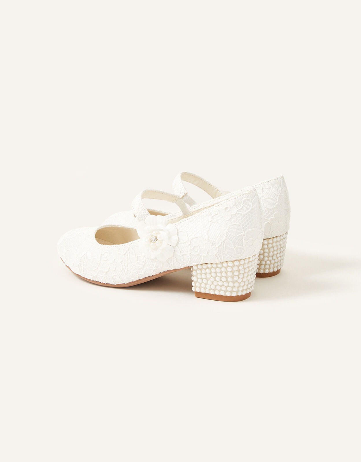 Lace Pearl Heels Ivory