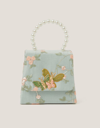 Floral Embroidered Butterfly Handbag, , large