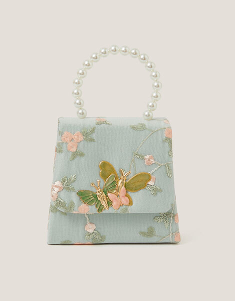 Floral Embroidered Butterfly Handbag, , large
