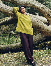 East Ami Cable Knit Jumper, Green (LIME), large