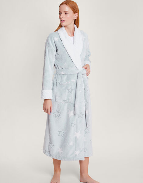 Star Print Dressing Gown Grey, Grey (GREY), large