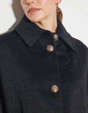 Cecily Military Cape Coat, Black (BLACK), large