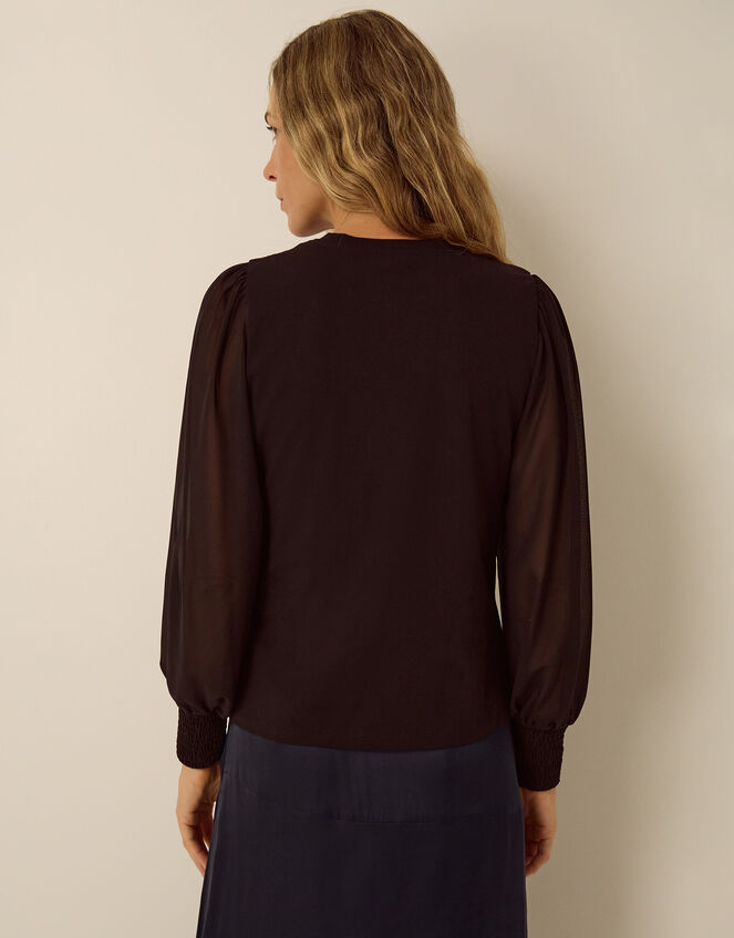 Mayci Mix Fabric Top, Black (BLACK), large