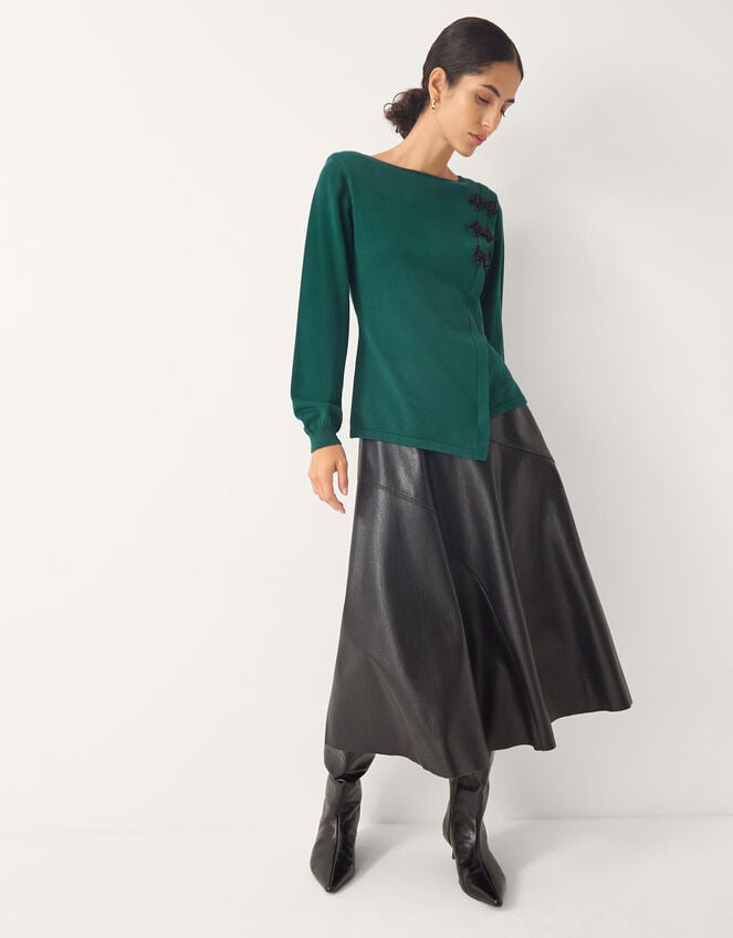 Sofia Asymmetrical Button Jumper, Teal (TEAL), large