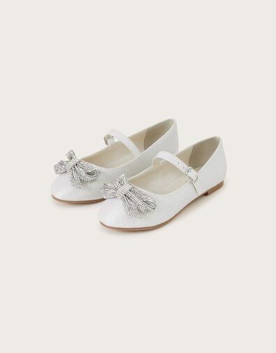 Bobbie Dazzle Bow Ballerina Flats Ivory, Ivory (IVORY), large