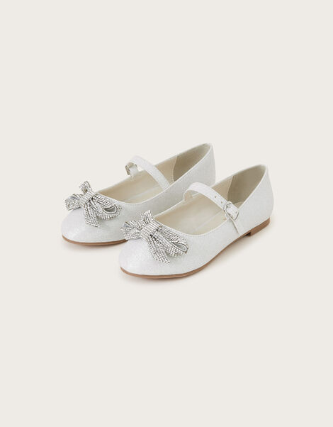 Bobbie Dazzle Bow Ballerina Flats Ivory, Ivory (IVORY), large