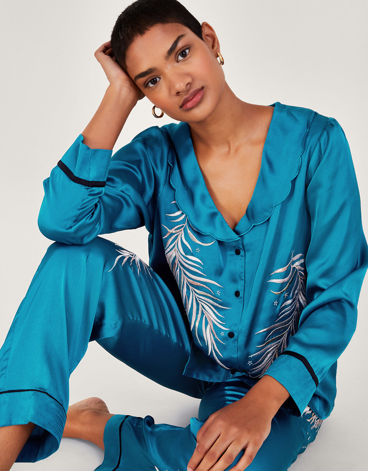 Clover Feather Pyjama Set Teal