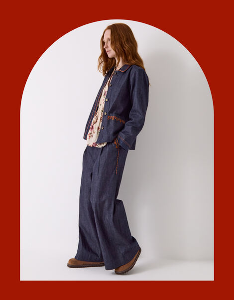 Easy Jayla Wide Leg Denim Trousers, Blue (NAVY), large
