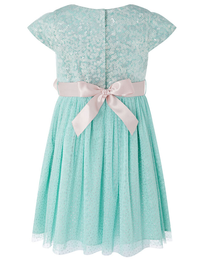 Baby Corsage Sequin Dress, Teal (DUCK EGG), large