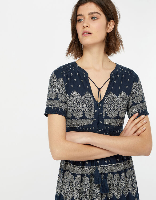 Hatty Heritage Print Dress, Blue (NAVY), large