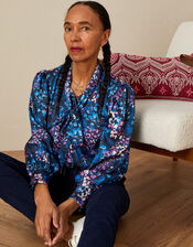 Roodie Animal Print Blouse, Blue (NAVY), large