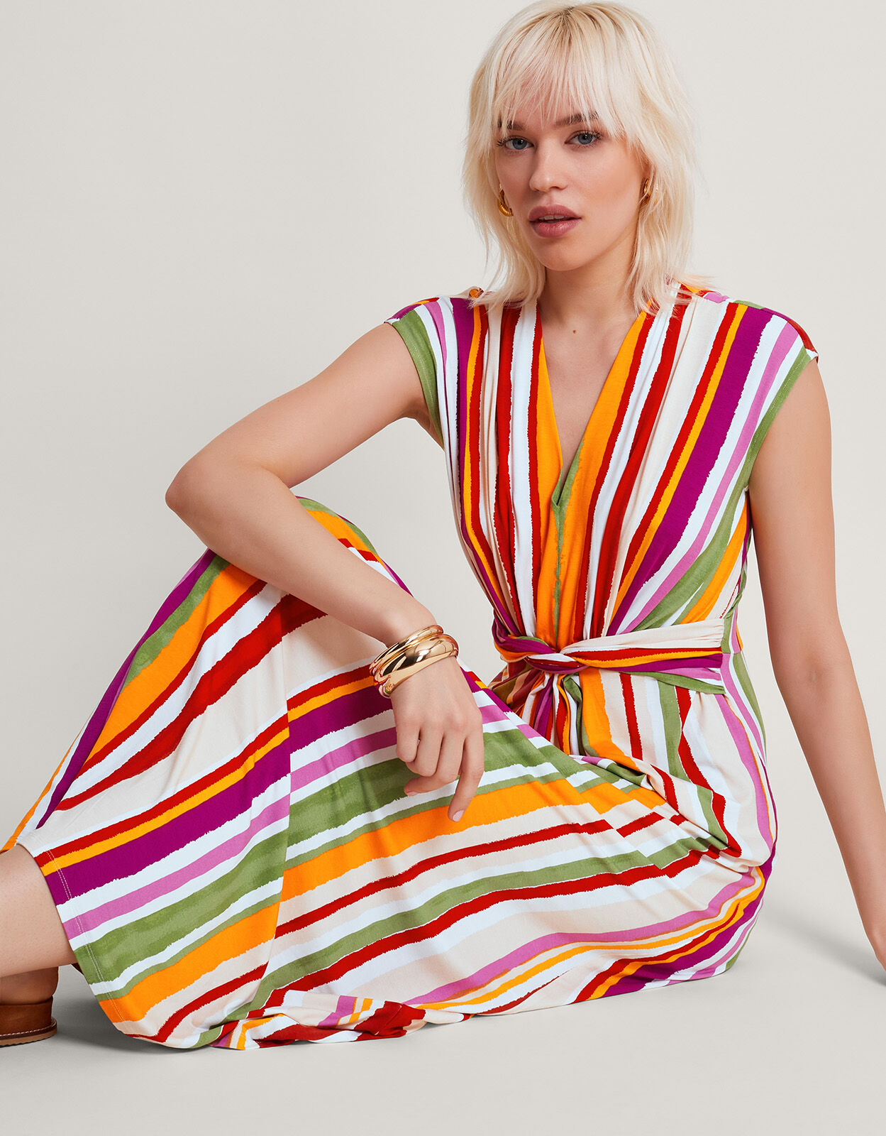 Monsoon striped maxi dress deals