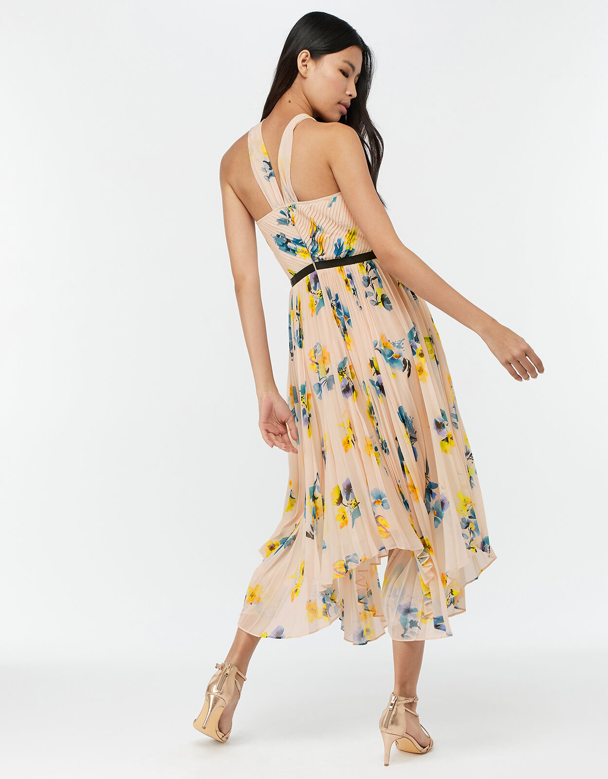 Monsoon Margarita Floral Hanky Hem Dress Nude Evening Dresses Monsoon Global