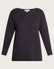 Slash Zip Detail Sweater with LENZING™ ECOVERO™, Black (BLACK), large