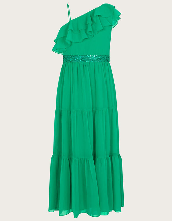 Ruby Ruffle One-Shoulder Prom Dress, Green (GREEN), large