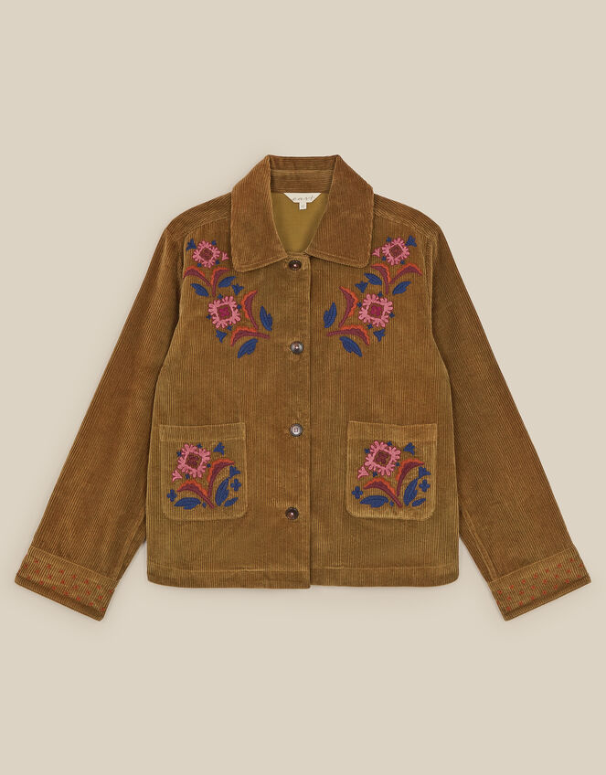 East Lizzy Embroidered Corduroy Jacket, Green (OLIVE), large