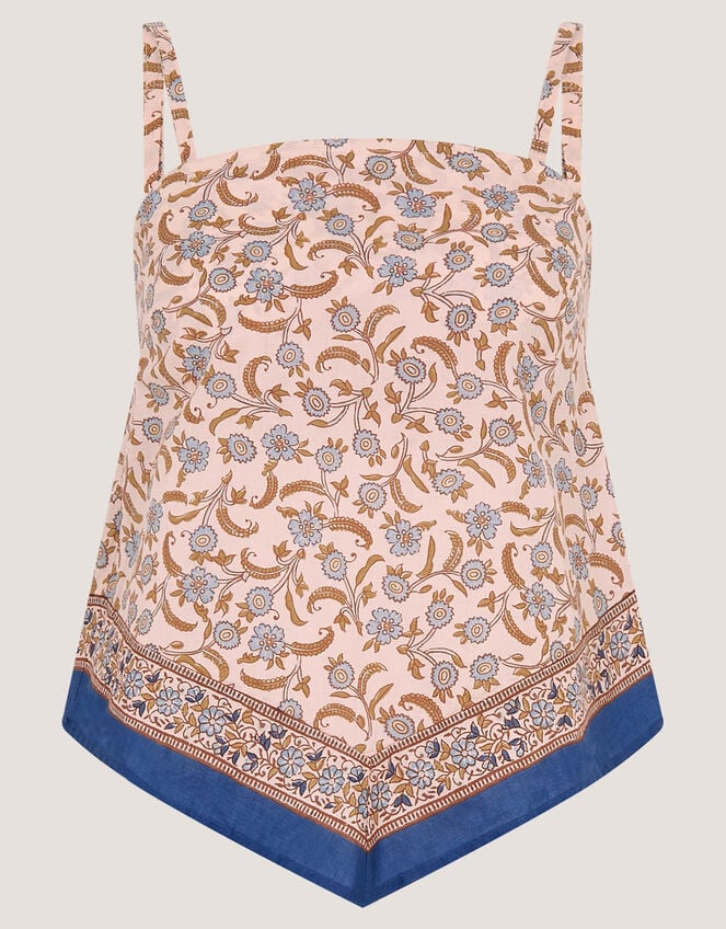 Ari Floral Scarf Bandeau Top, Blue (BLUE), large