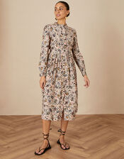 Paisley Print Lace Trim Dress, Ivory (IVORY), large