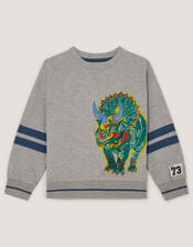 Triceratops Graphic Sweatshirt, Grey (GREY), large