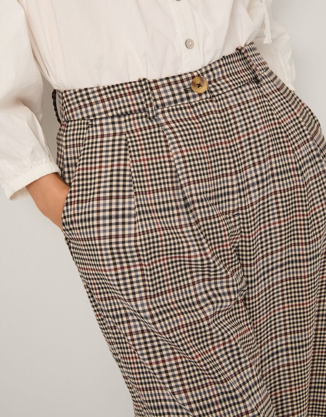 Carmen Check Wide Leg Trousers, Natural (NATURAL), large