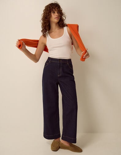Hallie Regular Cropped Wide Leg Jeans, Blue (INDIGO), large