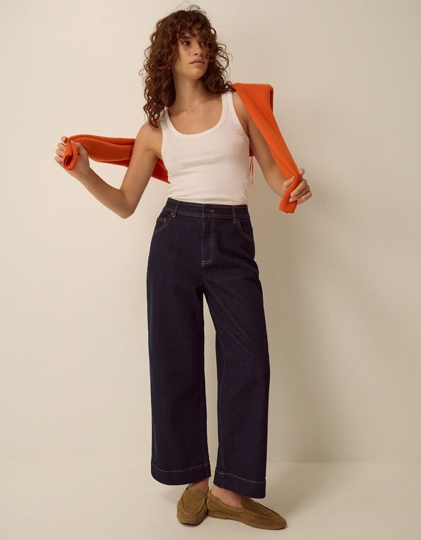 Hallie Regular Cropped Wide Leg Jeans, Blue (INDIGO), large