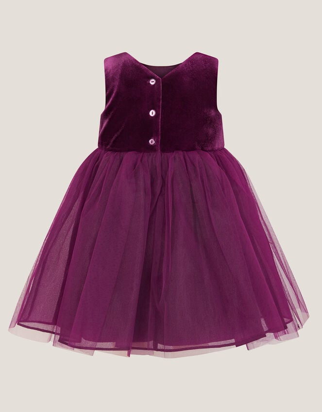 Baby Velvet Bow Party Dress, Purple (PURPLE), large